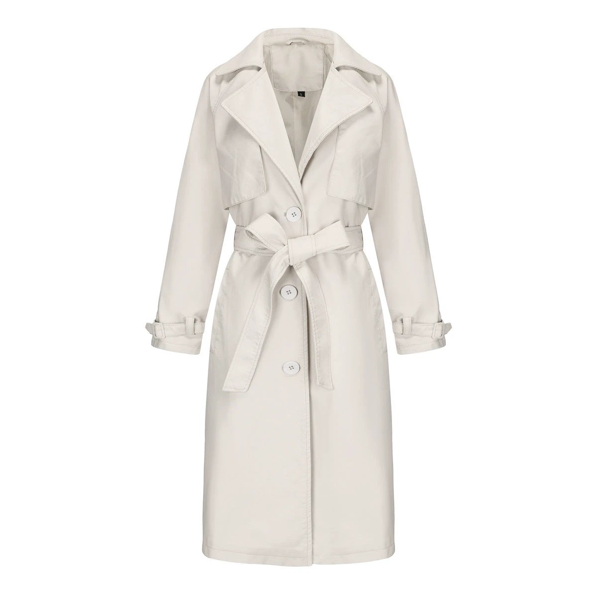 Women's Long, Loose-fit Classic Trench Coat With A Lapel And Belt by GJG Denim