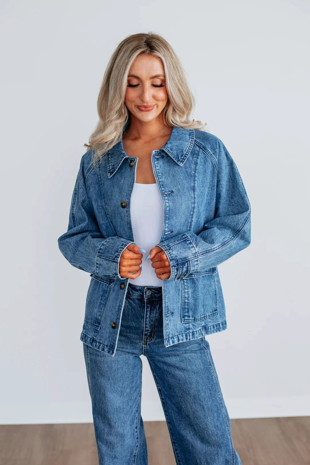 Fashion Long Sleeve Single-breasted Jacket Denim Coat by GJG Denim