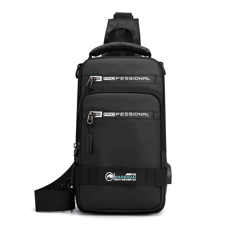 Multifunction Bags For Men Nylon Backpack Crossbody Shoulder Bag With USB Charging Port Chest Bags Pack by GJG Denim