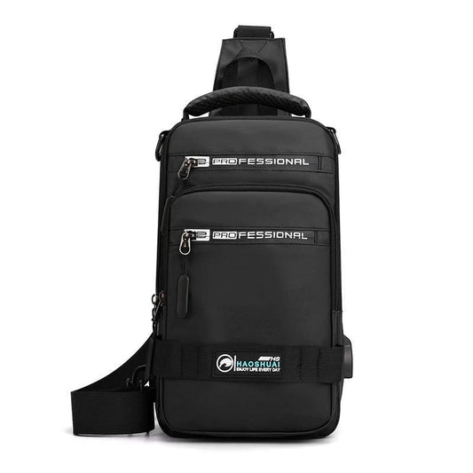 Multifunction Bags For Men Nylon Backpack Crossbody Shoulder Bag With USB Charging Port Chest Bags Pack by GJG Denim