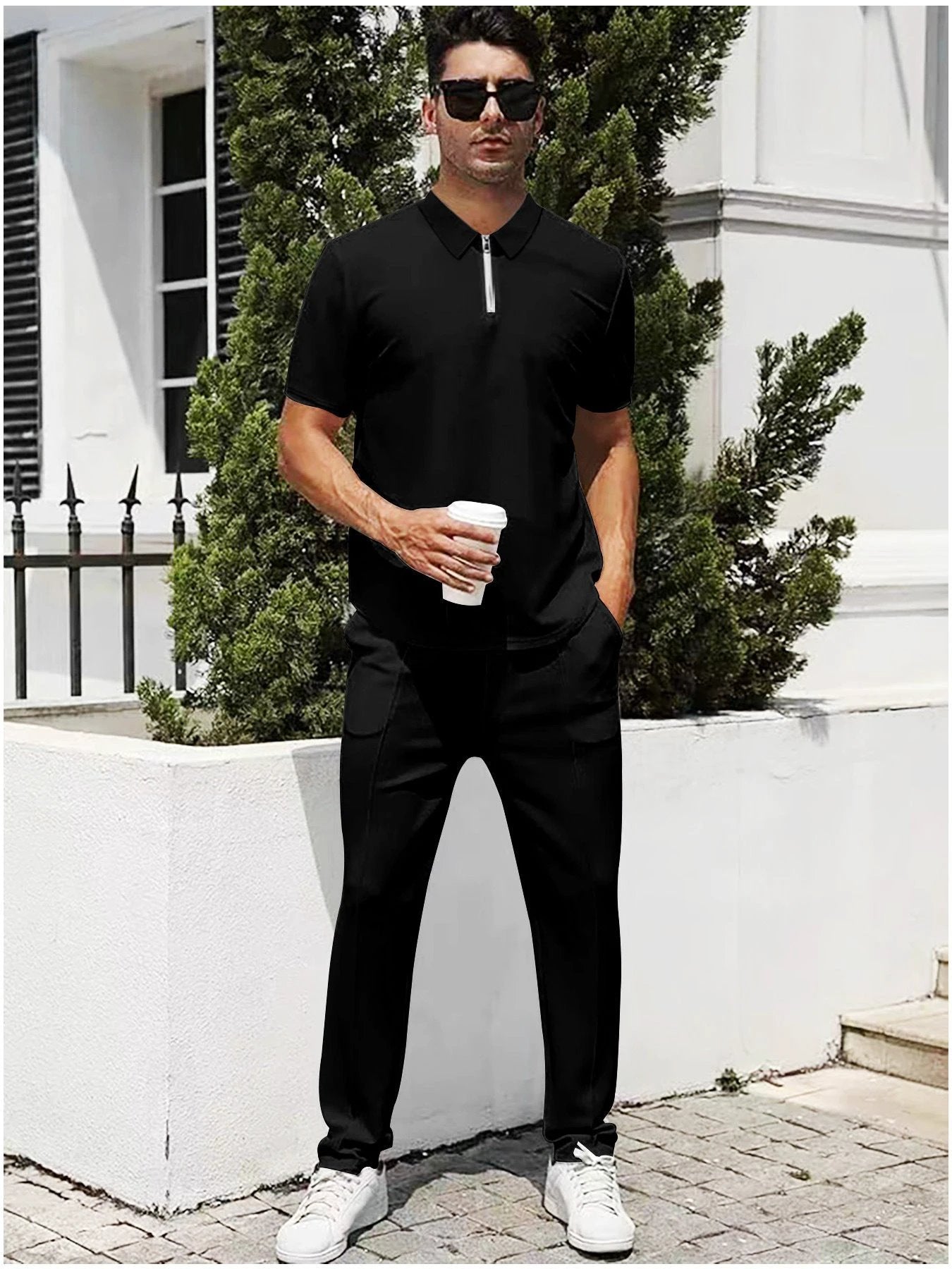 Lightweight Zip Front Pants And Short Sleeve Shirt Set by GJG Denim