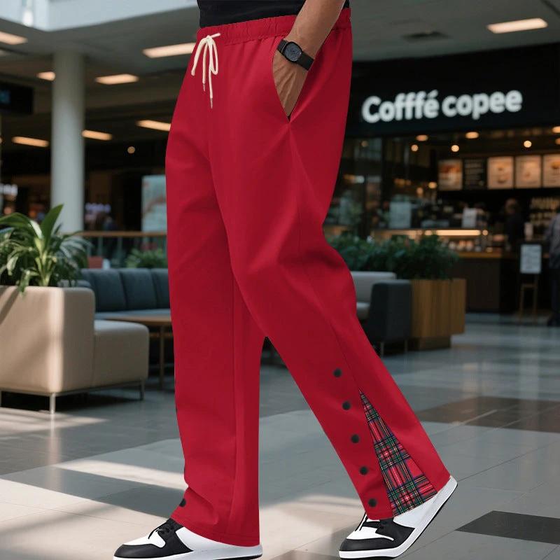 Contrast Color Drawstring No Fly Straight Track Sweatpants by GJG Denim