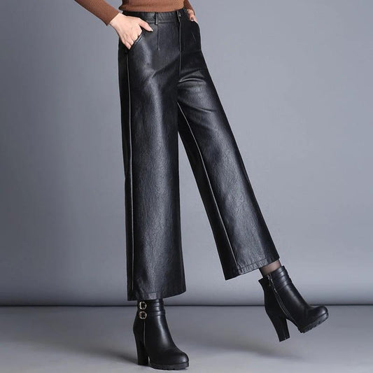 Fashion plus size loose women casual leather pants by GJG Denim