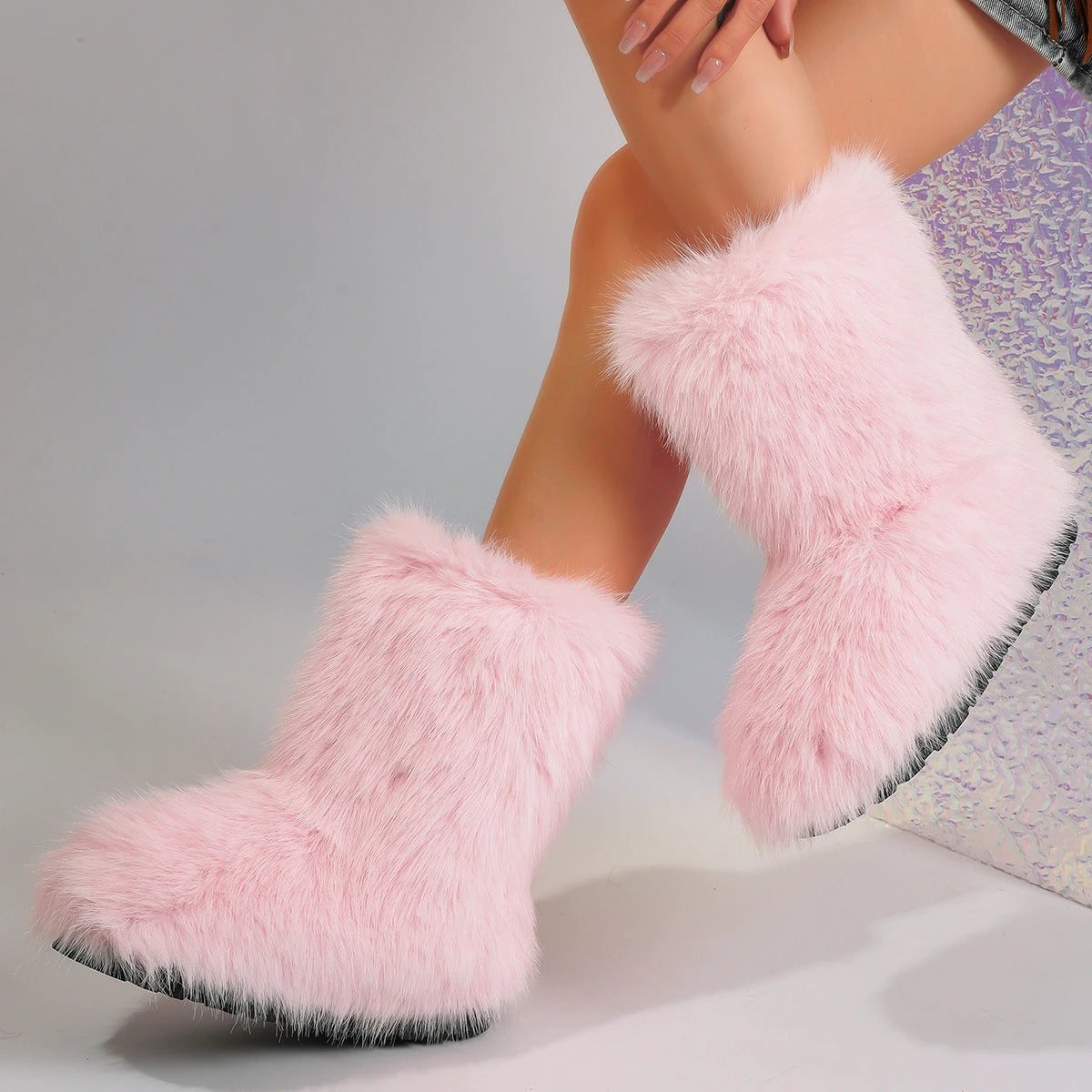 Snow Boots Middle Boots Furry Boots by GJG Denim