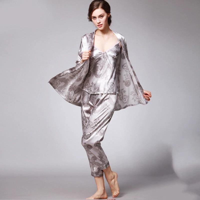 Three-piece silk pajamas for women by GJG Denim