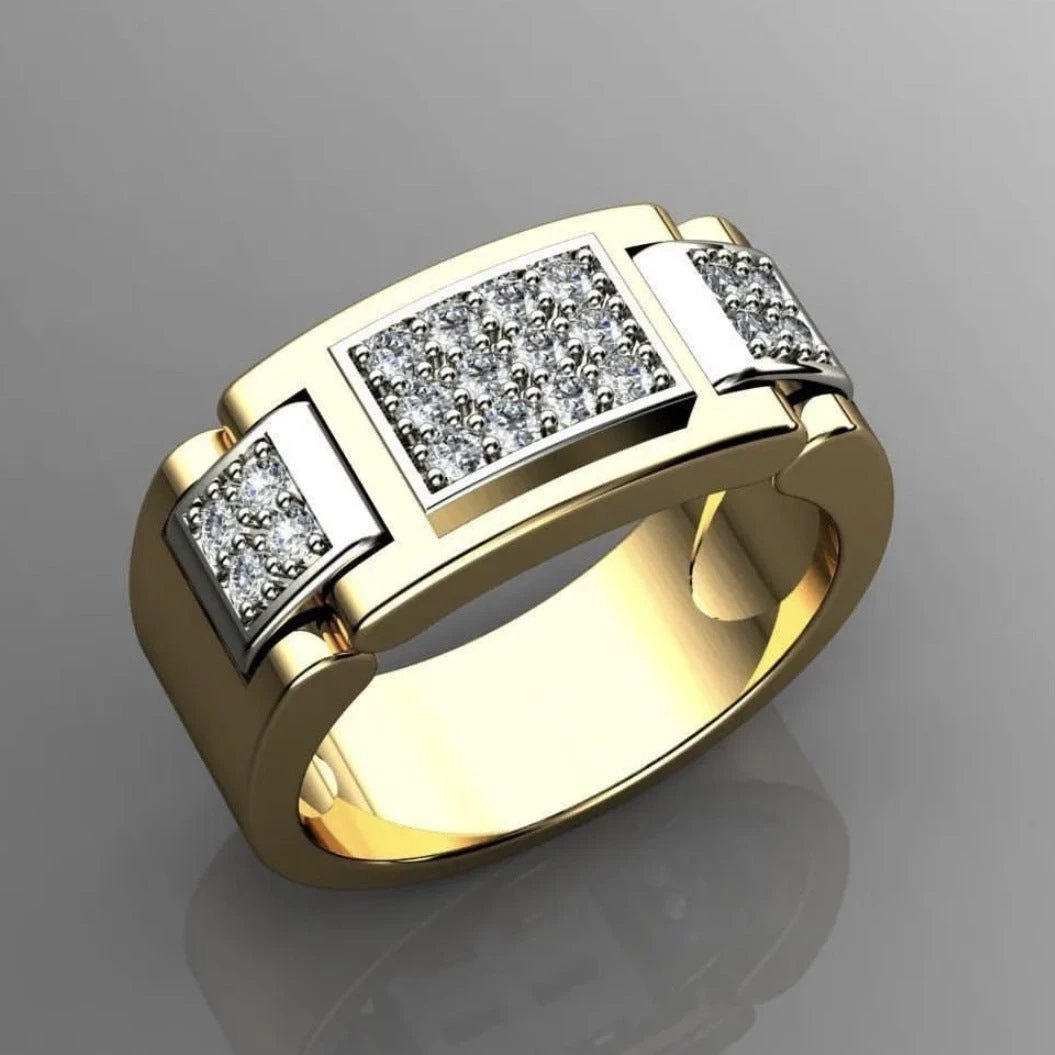 Fashion Rectangular Full Diamond Like Men's Ring by GJG Denim
