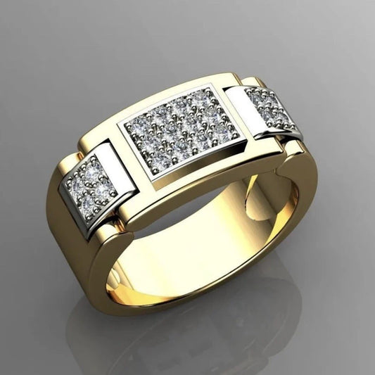 Fashion Rectangular Full Diamond Like Men's Ring by GJG Denim