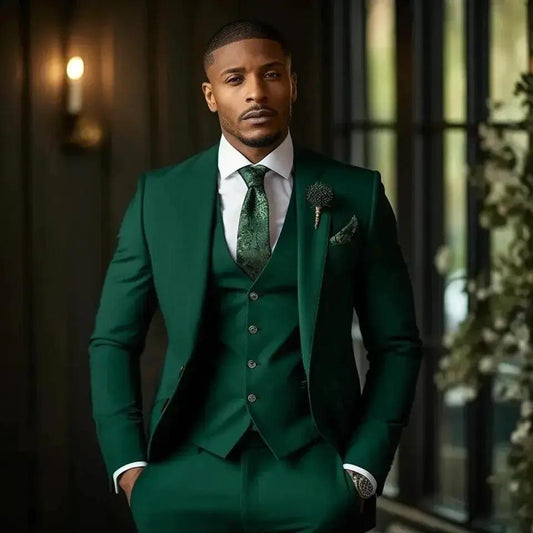 Men's Fashionable Casual Slim-Fit Three-Piece Suit by GJG Denim