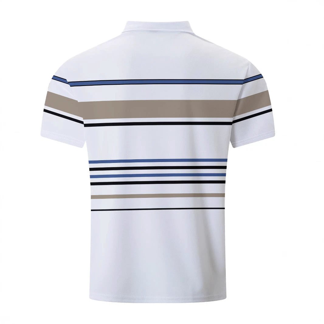 Men's Striped Short Sleeve Summer Business Casual Loose T-shirt by GJG Denim