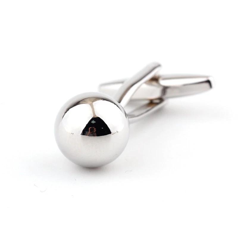 Silver Steel Ball Shape Metal Cufflinks For Men by GJG Denim