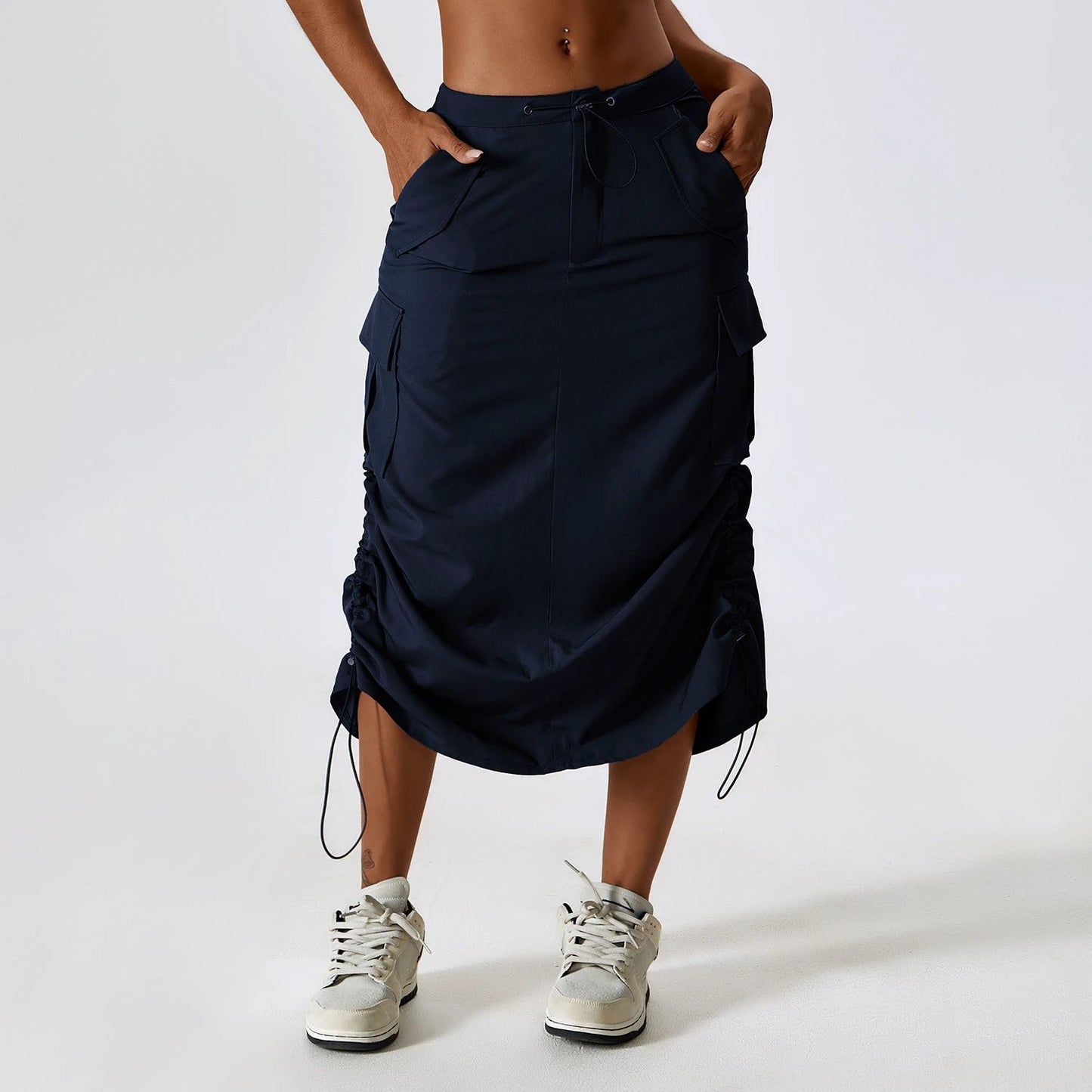 European And American Retro Suit Skirt Waist Sports Casual Skirt Mid-length All-matching Work Clothes Pocket Skirt by GJG Denim