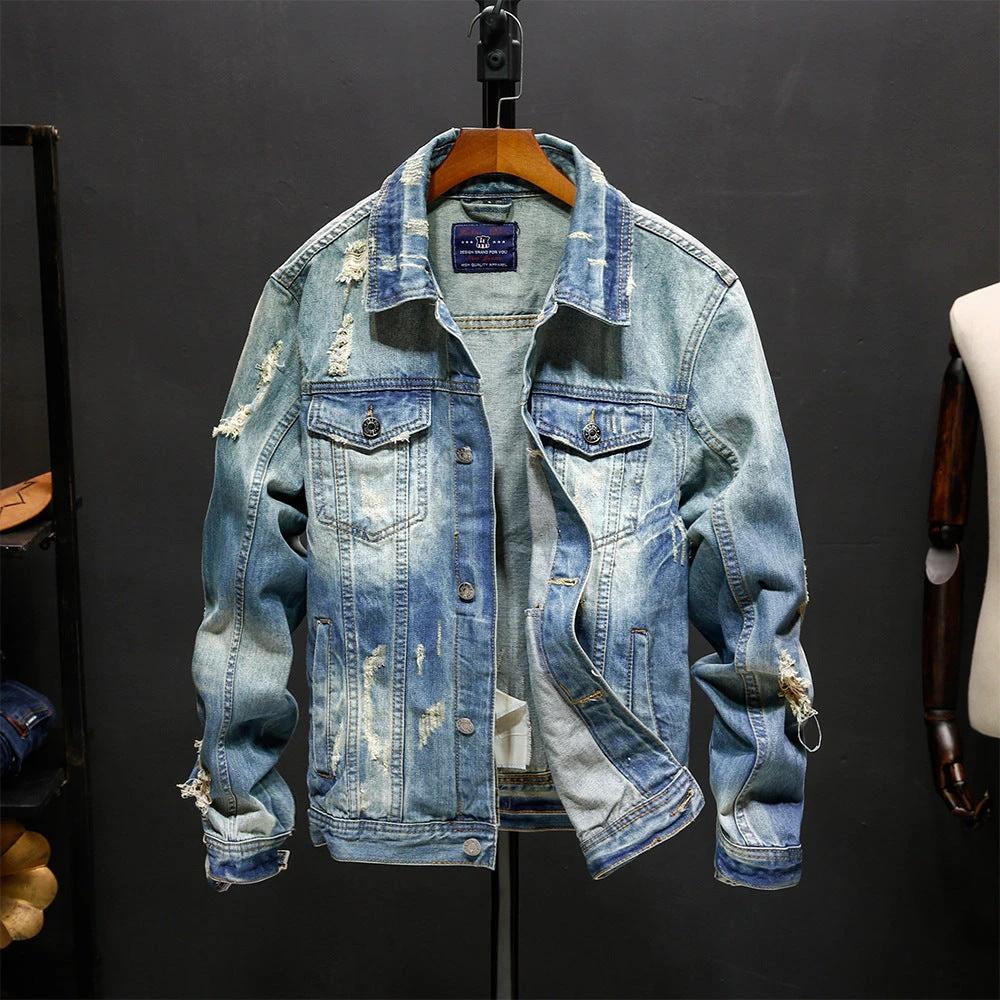 Men's Washed Denim Jacket Outerwear by GJG Denim