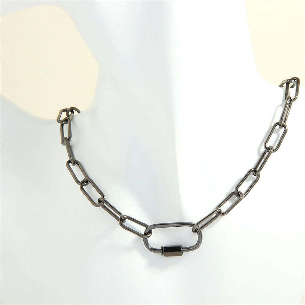 Design Screw Buckle Oval Pendant Necklace For Men by GJG Denim