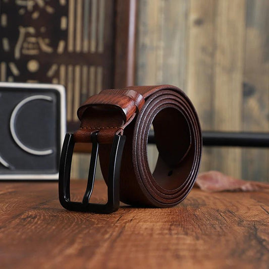 Men's Alloy Pin-buckle Belt With Top-layer Cowhidenew Casual Style by GJG Denim