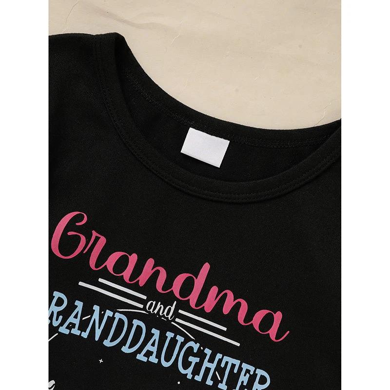 Kid's 'Grandma And Granddaughter' Letter & Heart Print Long Sleeve Top & Pants Set, 2 Sets Comfy Loungewear Outfit by GJG Denim