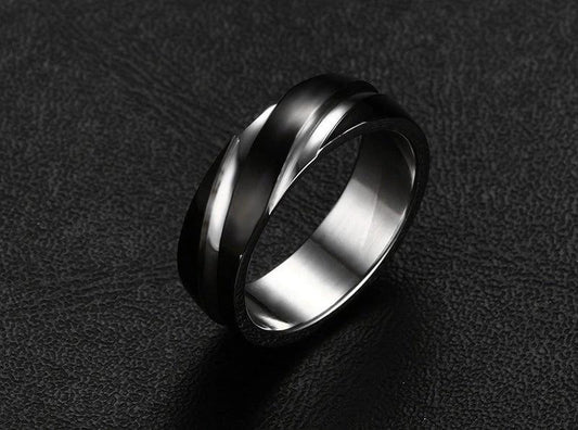 Men's Black Titanium Steel Twill Ring by GJG Denim