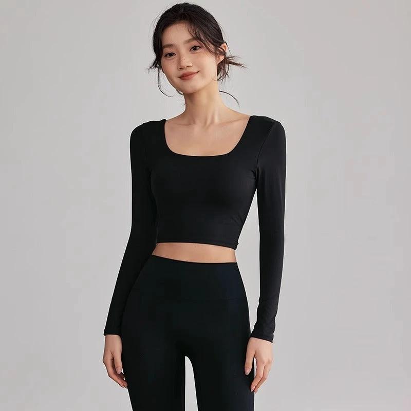 Beauty Back Long Sleeve T-shirt Running Training Workout Clothes by GJG Denim