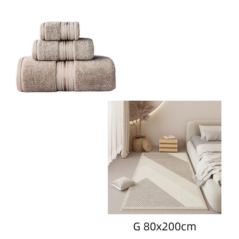 Pure Color Thick Cotton Bath Towel Set Towel Set Increased Pure Cotton Beach Towel Beauty Salon Bath Towel by GJG Denim