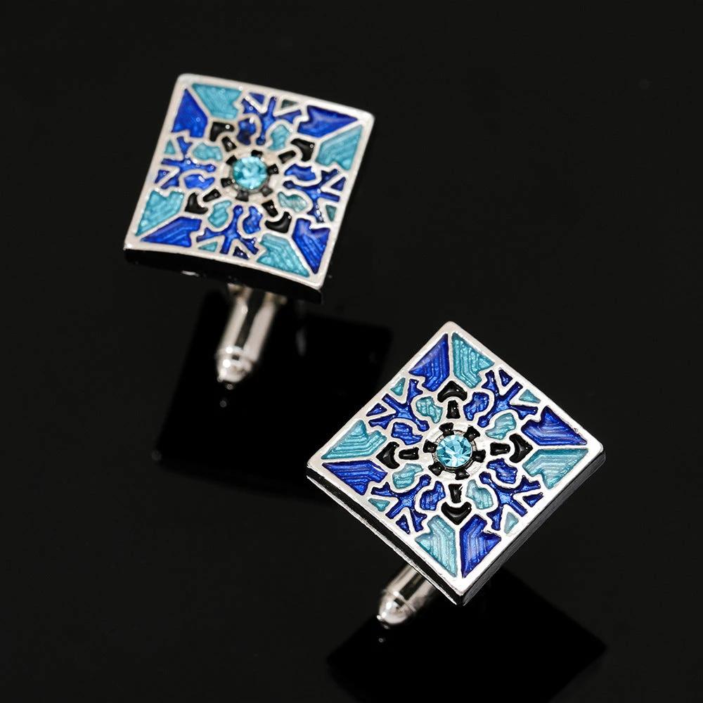 Men's Creative Blue Pattern Cufflinks Gift Box by GJG Denim