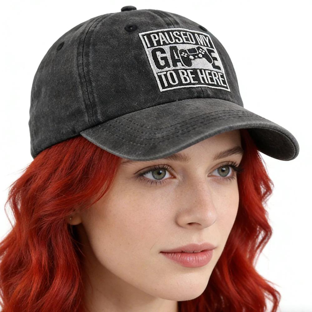 Men's "I Paused My Game To Be Here" Baseball Cap by GJG Denim