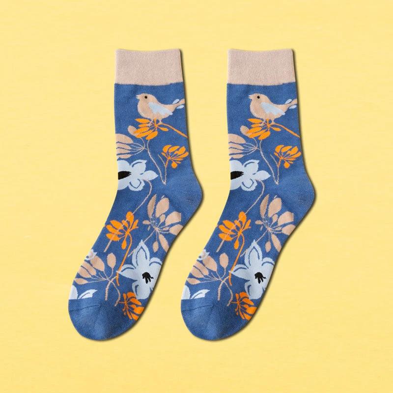 Men's Mid-calf Length Casual Cartoon Foot Socks by GJG Denim