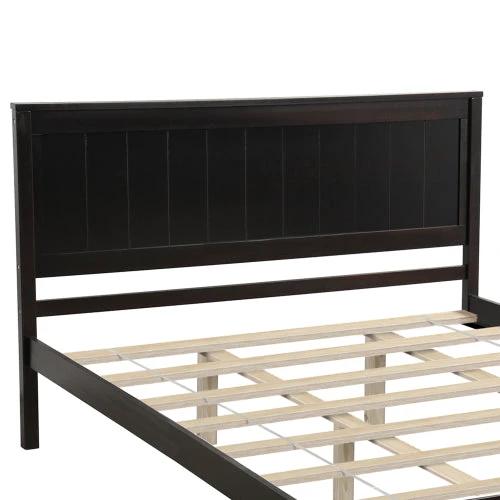 Platform Bed Frame With Headboard, Wood Slat Support, No Box Spring Needed, Queen,Espresso by GJG Denim