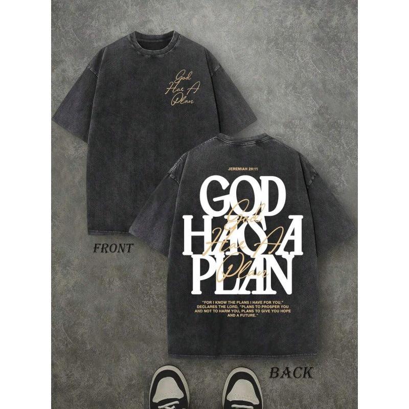 Vintage Washed Double-sided Printed T-shirt For Men by GJG Denim