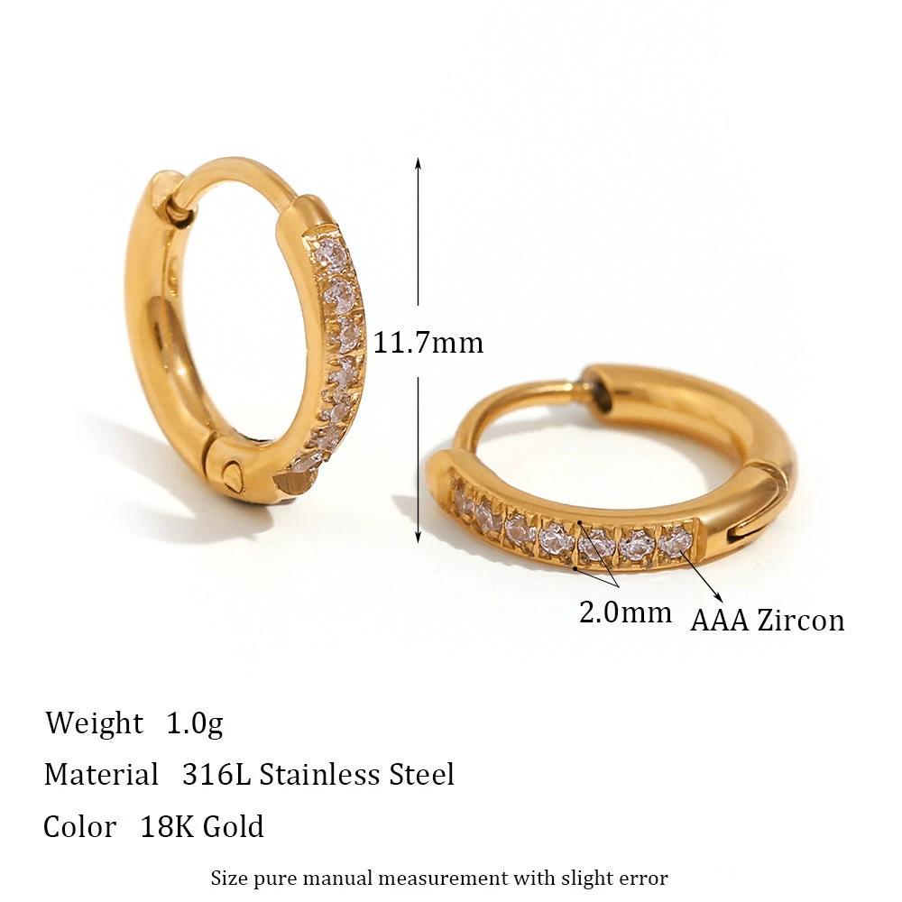 Women's Fashion Titanium Steel Rounded Edge Zircon Earrings by GJG Denim