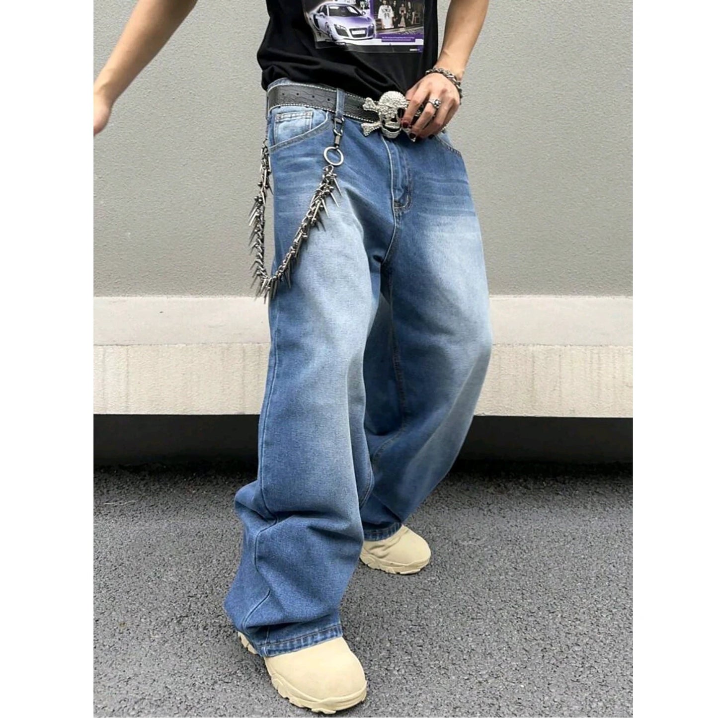 Men's Wash Loose Leg Jeans by GJG Denim