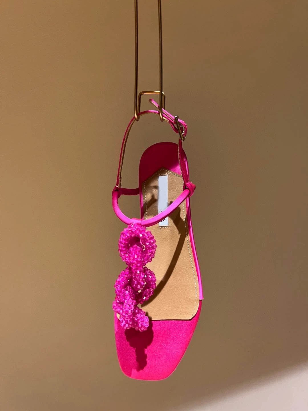 Women's Crystal String Beads Flat Sandals by GJG Denim