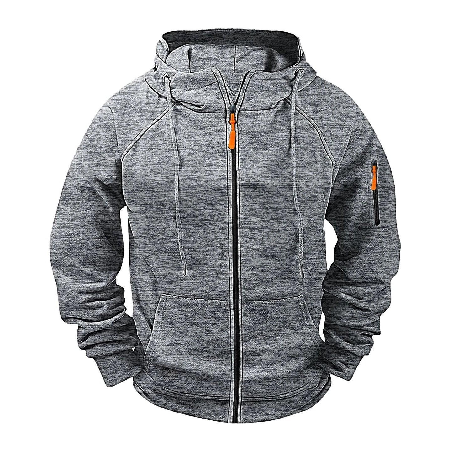 Men's Loose Leisure Hooded Zip-up Sweater by GJG Denim