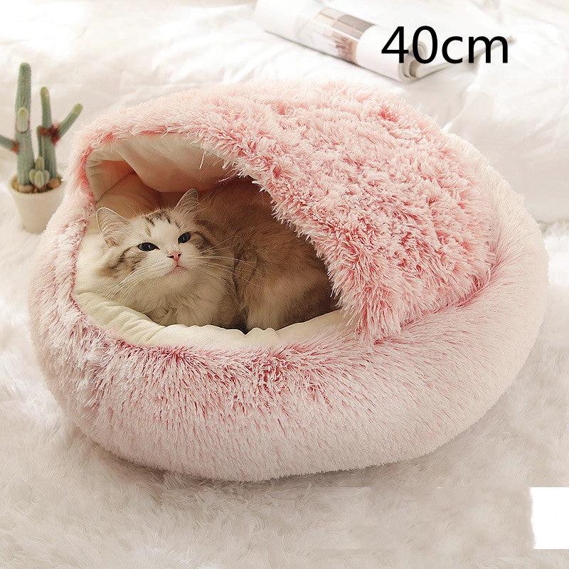 2 In 1 Dog And Cat Bed Pet Winter Bed Round Plush Warm Bed House Soft Long Plush Pets Bed Pet Products by GJG Denim