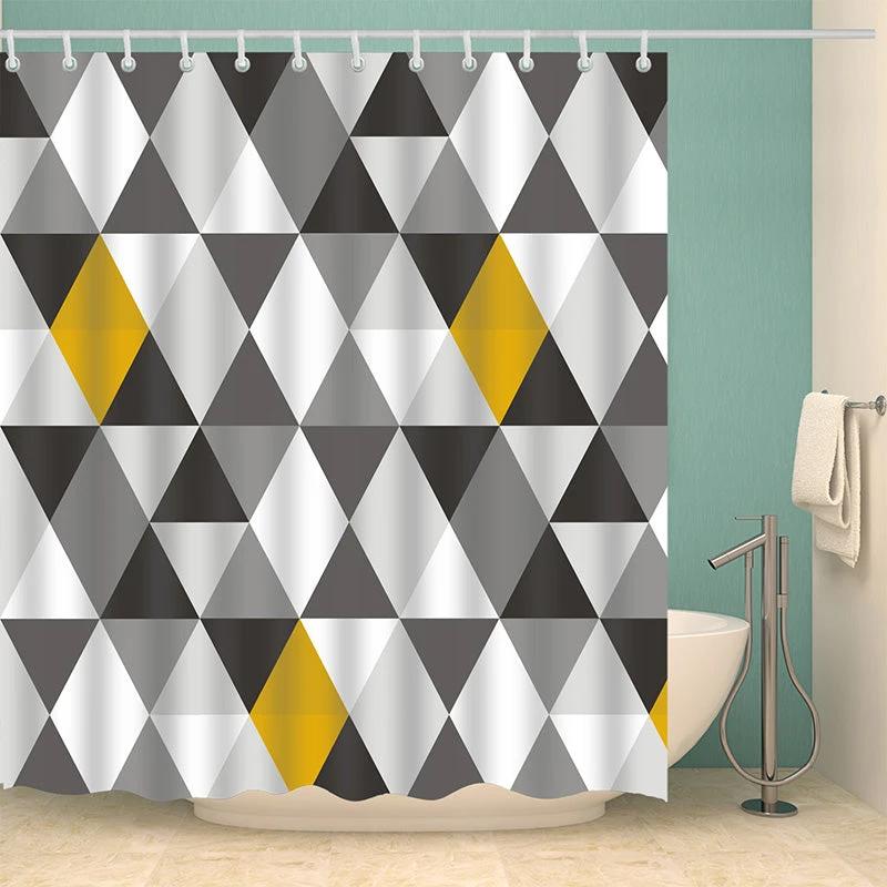 Geometric Print Shower Curtain by GJG Denim