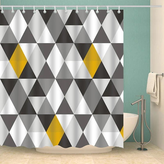 Geometric Print Shower Curtain by GJG Denim