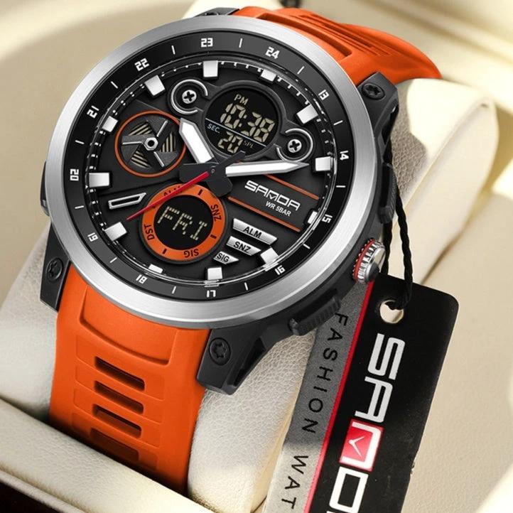 Sports Trend Multifunctional Waterproof Alarm Clock Reminder Electronic Watch For Men by GJG Denim