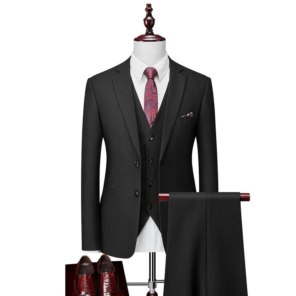 Men's Business Casual Slim Fit Three-piece Suit by GJG Denim