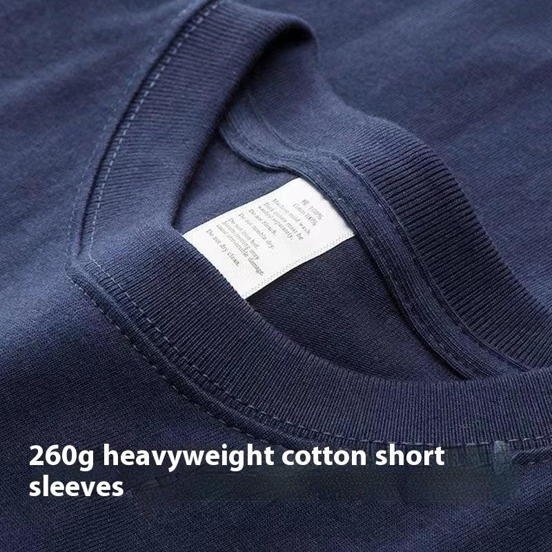 Loose Half Sleeve American Small Neckline Bottoming Shirt by GJG Denim