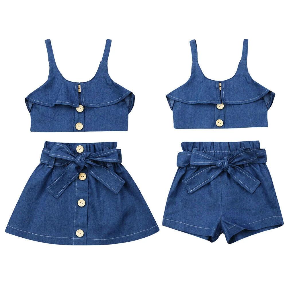 Children's clothing girls suspender skirt by GJG Denim
