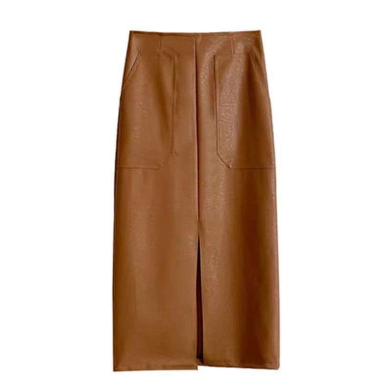Temperament Deep Split Skirt by GJG Denim