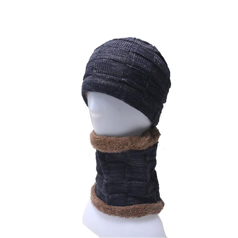 Men's Knitted Beanie and Neck Warmer Set by GJG Denim