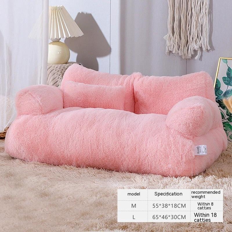 Luxury Cat Bed Sofa Winter Warm Cat Nest Pet Bed For Small Medium Dogs Cats Comfortable Plush Puppy Bed Pet Supplies by GJG Denim