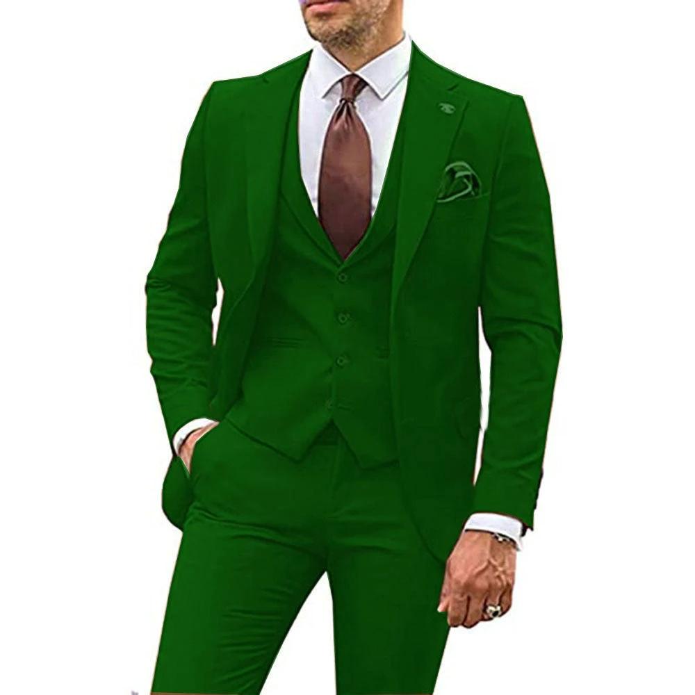 Men's Three-piece Slim-fit Dovetail Suit by GJG Denim