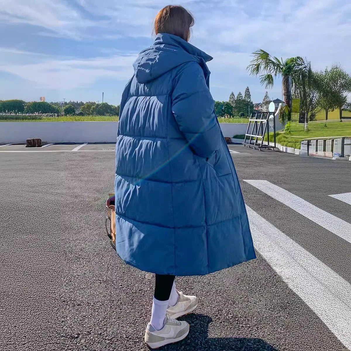 Loose Mid-length Puffer Down Jacket For Women by GJG Denim