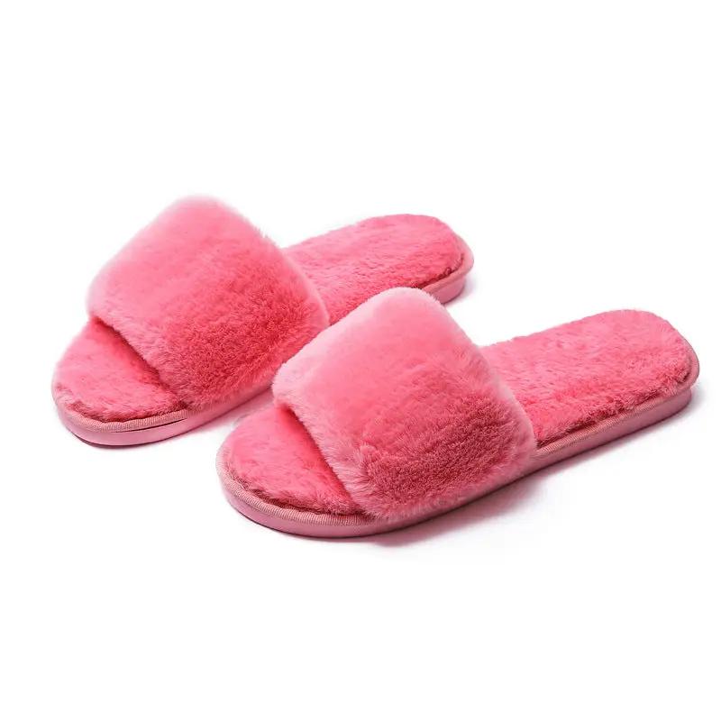 Fleece slippers women's one-word cotton slippers by GJG Denim