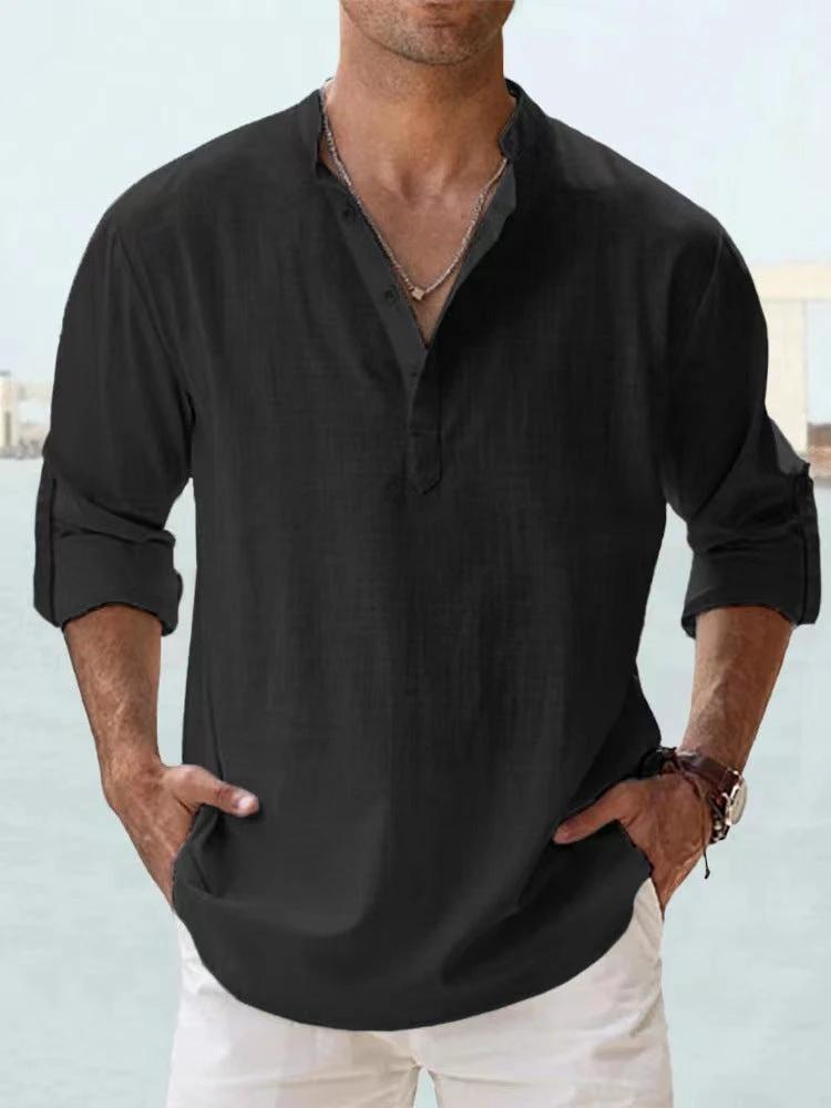 Men's Casual Cotton Linen Loose Shirts by GJG Denim