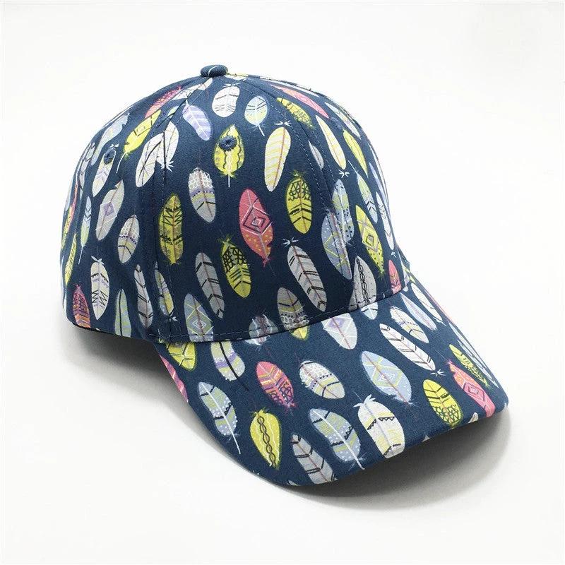 Women's Fashion Leaf Print Baseball Cap by GJG Denim