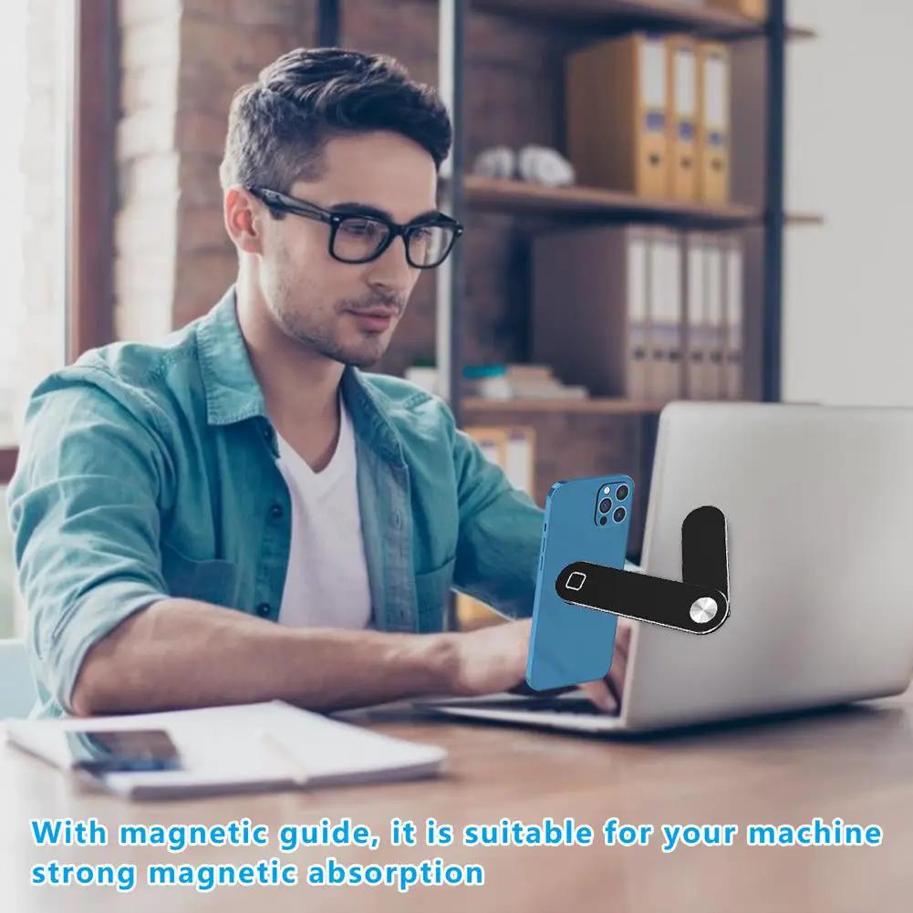 Laptop Phone Holder, Adjustable Laptop Side Mount Clip, Magnetic Laptop Monitor Mount, Computer Laptop Cellphone Stand Foldable Aluminum Expansion Bracket Tablet Clip For Dual Screen by GJG Denim