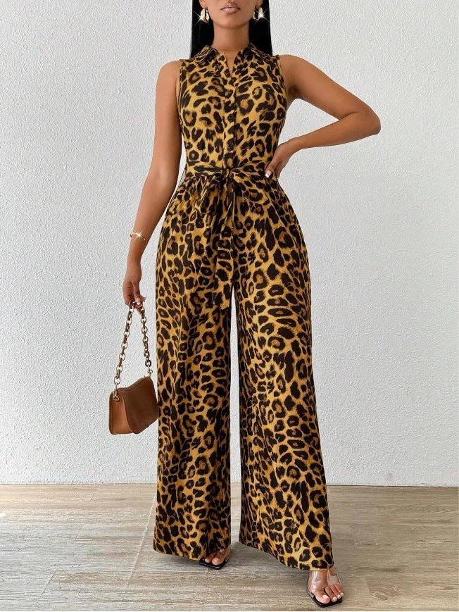 Women's Wide Leg Jumpsuit With Belt by GJG Denim