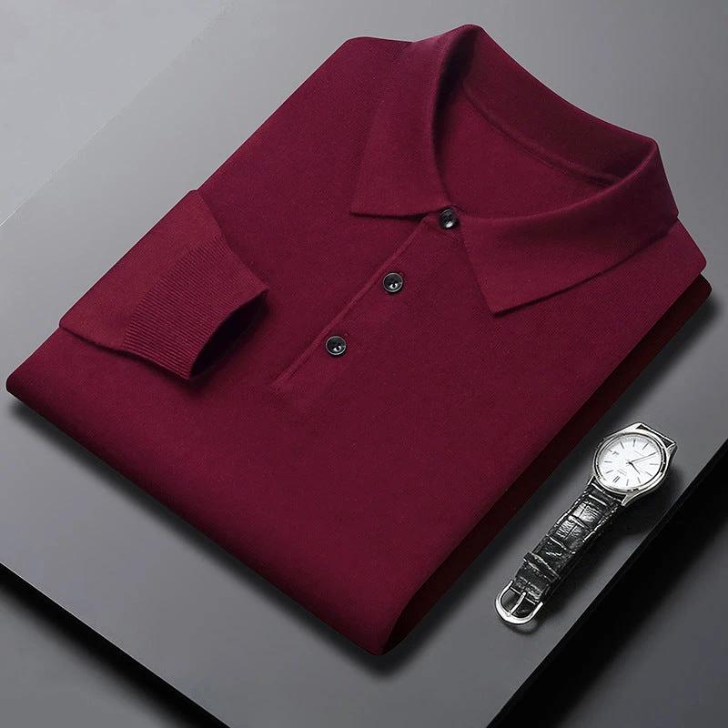 Men's Polo Knitted Long Sleeve Shirt by GJG Denim