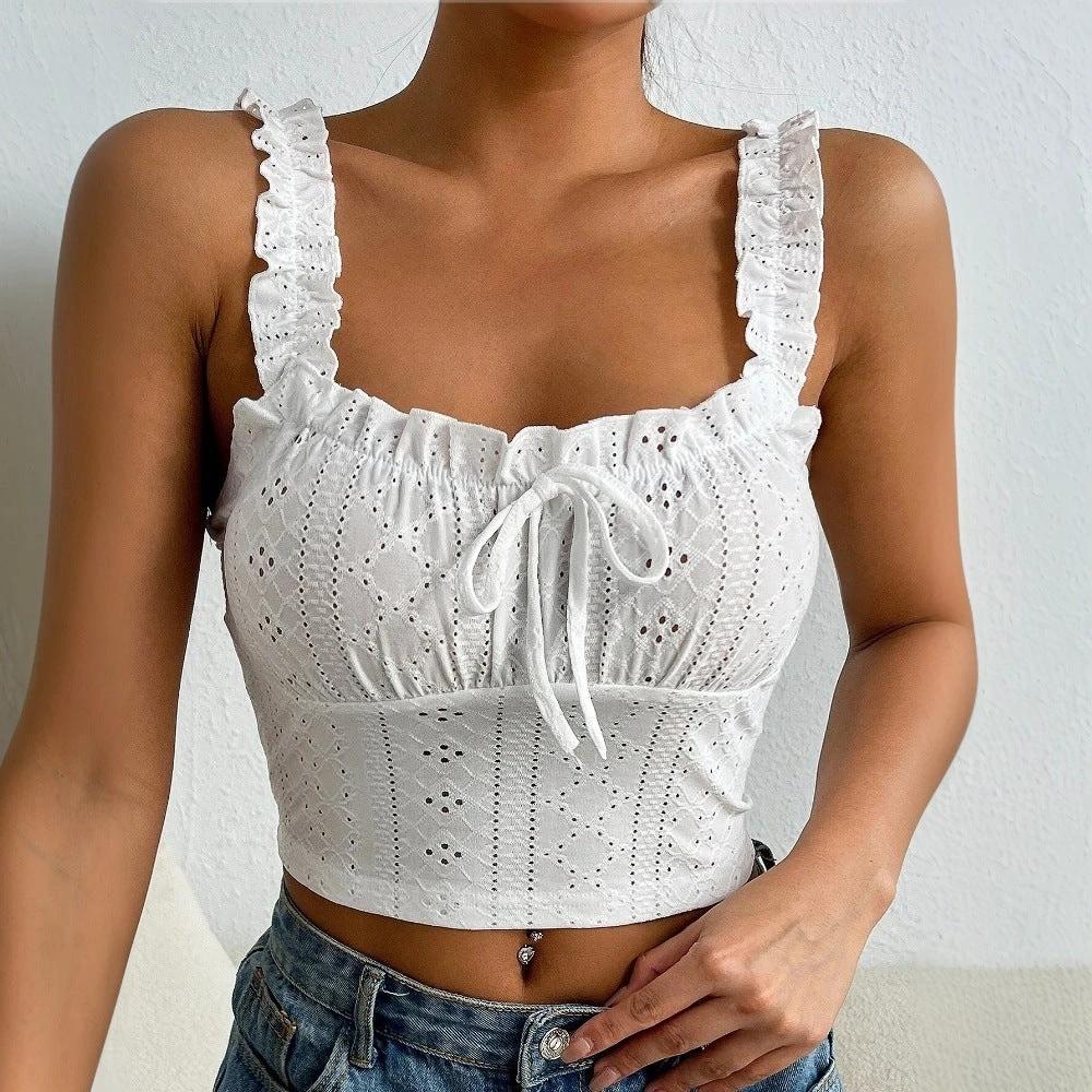 Women's Elegant Lace Camisole Flattering Top by GJG Denim